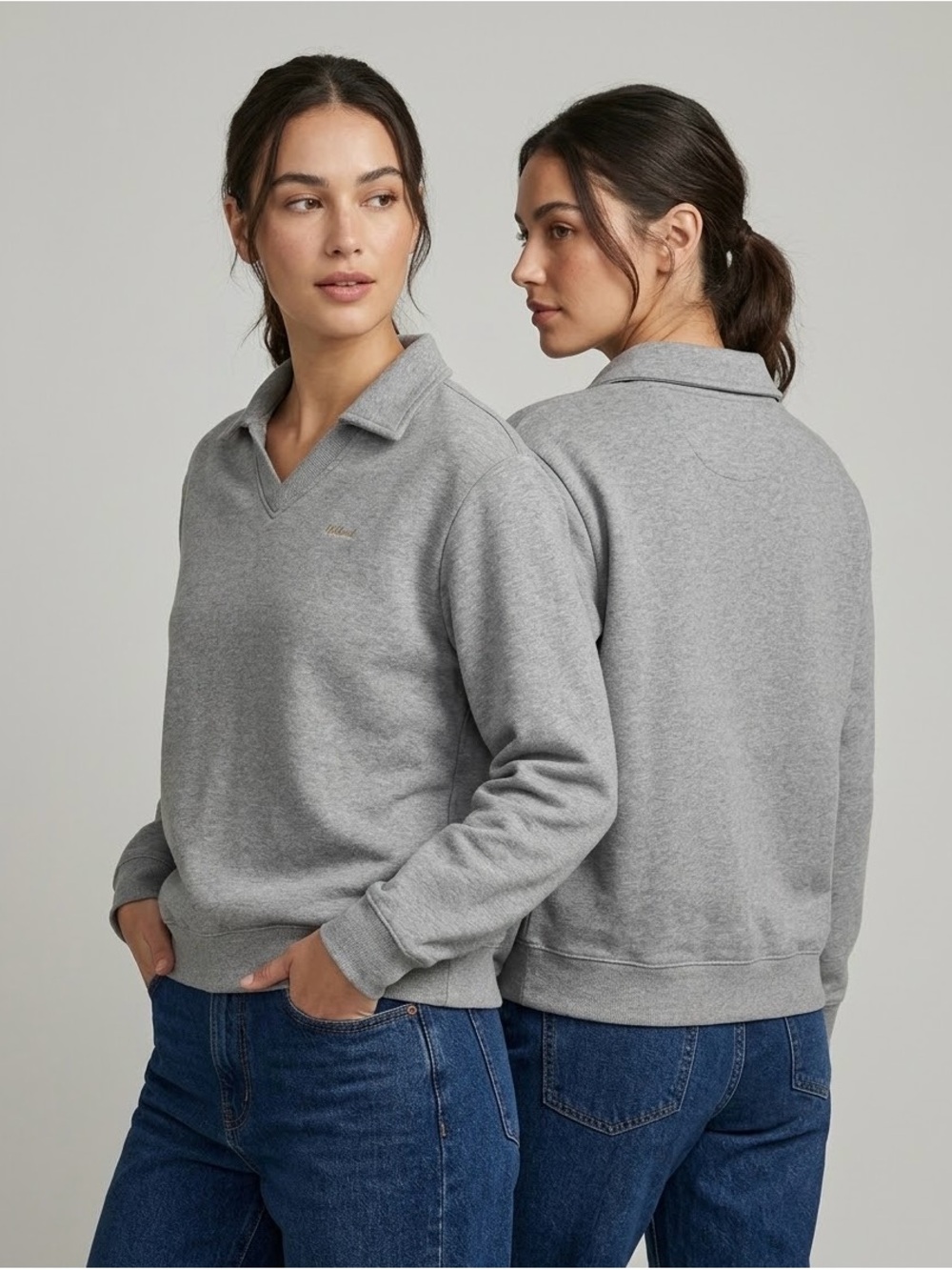 Grey Collared Pullover Sweater - Picture 2 of 3